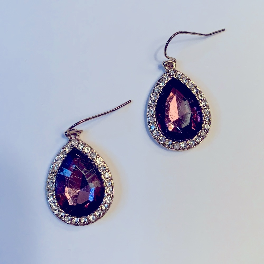Gold and Purple Crystal Earrings